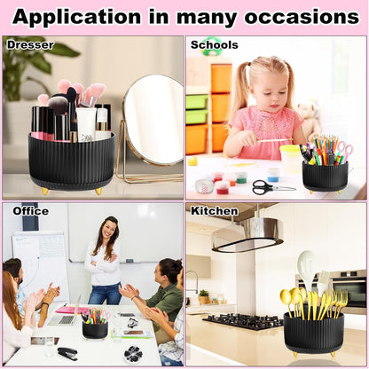 Gawsey Gold Desk Organizers and Accessories Set with 360-Degree Rotating Pen Holder, Acrylic Stapler, Tape Holder, Staple Remover, Binder/Paper Clips Kit, Scissor and 1 Box of Staples