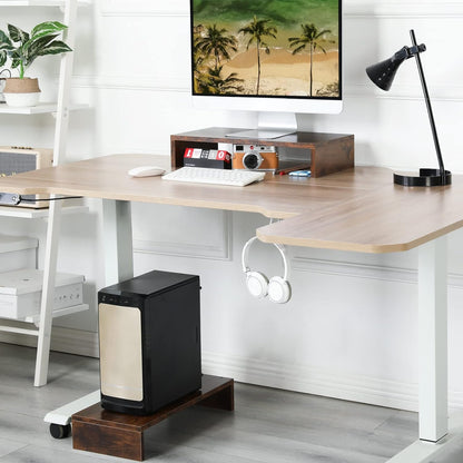 TEAMIX 20 inch White Monitor Stand Riser, Wood Desktop Stand for PC/TV/Laptop/Printer, White Monitor Riser with Storage, Computer Stand with Keyboard Organizer