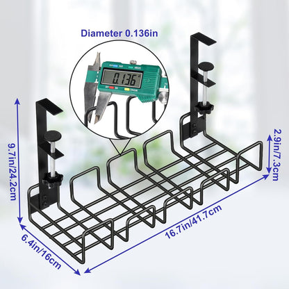 OneLeaf Under Desk Cable Management Tray - No Drill Wire Management Rack for Office, Computer Desk Accessories with Cable Organization