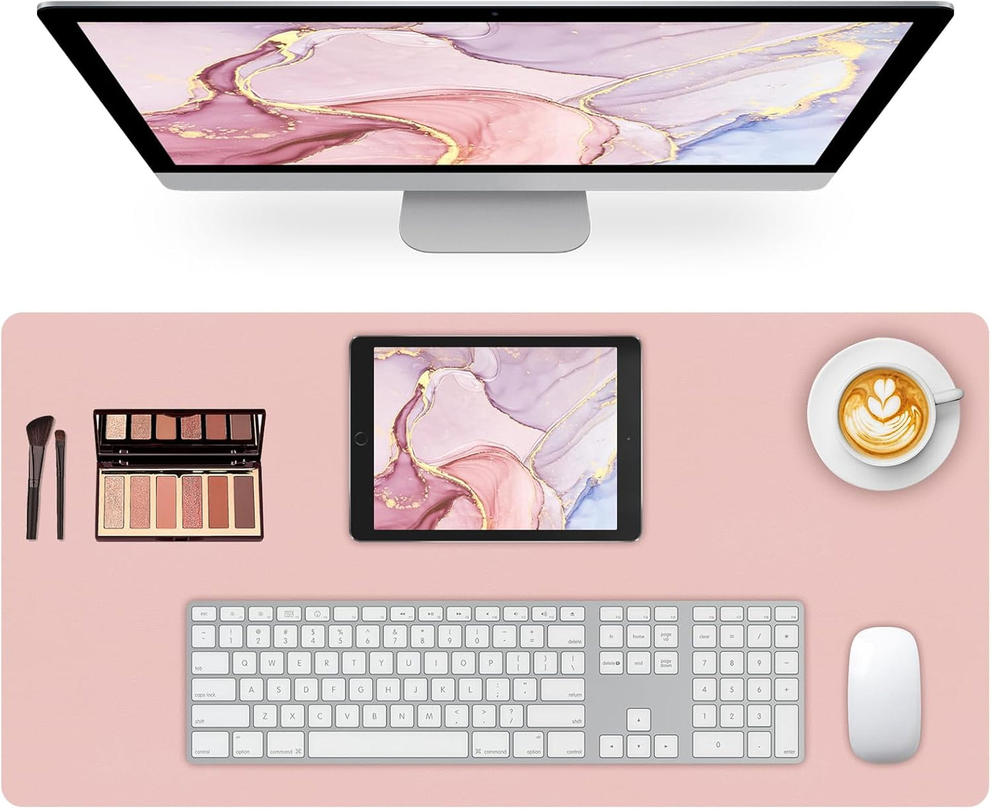 Mouse Pad and Keyboard Wrist Rest, 3-in-1 Large Keyboard and Mouse Pad Set, Ergonomic Wrist Rest for Computer Keyboards, Non-Slip Desk Mat Protector for Women (Purple Pink, 31.5" X 15.7")