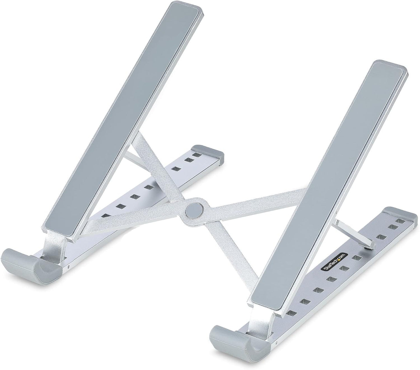 StarTech.com Foldable Laptop Riser Stand, Portable Height Adjustable Ergonomic Laptop Stand, Ventilated Aluminum Frame Supports 22lb (10Kg), Tilt/Raised/Angled Laptop/Tablet Stand (Laptop-Riser-BAR)