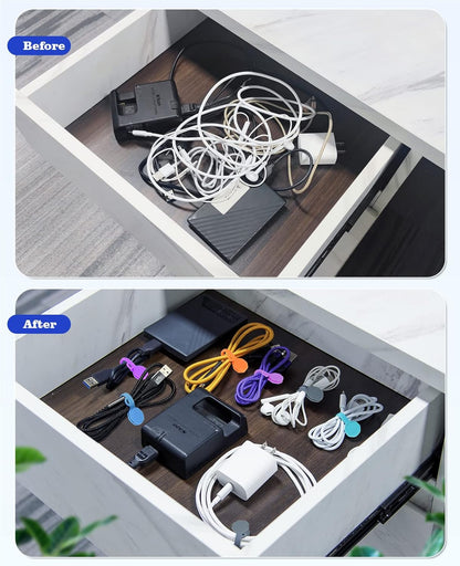 8PCS Silicone Magnetic Cable Ties & Clips, Cord Organizer [1S] Management Reusable Magnet Cable Organizer, Phone Cord Holder for Organizing, Bookmark Whiteboard Fridge Magnets etc