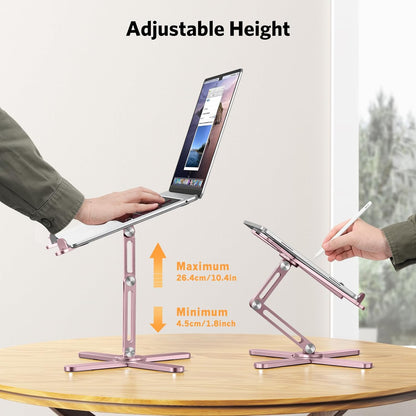 OMOTON LA10 360° Rotating Laptop Stand Riser for Desk, Ergonomic Foldable Computer Stand Adjustable Height Angles for Collaborative Work, Easy Storage Fit Macbooks,All Laptops up to 16 inches, Silver