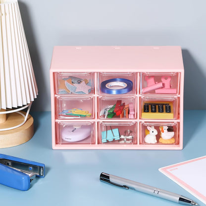 Amyhill 6 Pcs Mini Drawer Organizer Small Organizer with 9 Drawers Plastic Desktop Craft Storage Box for Office Home Room Jewelry Cosmetics Collection(White)