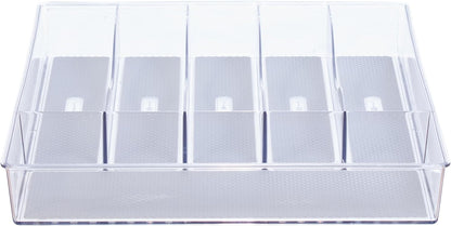 Glad Drawer Organizer Bin, 15x9 - Divided Clear Plastic Storage Tray for Junk Drawers, Kitchen Utensils, Bathroom Vanity, and Organizing Pantry - BPA Free, Food Safe, Non Slip