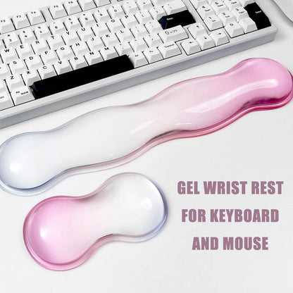 Ergonomic Gel Keyboard and Mouse Wrist Rest Set – Clear Wrist Rest for Computer Keyboard 60%/68%/75%, Comfort & Support for Typing and Gaming (Grey Purple)