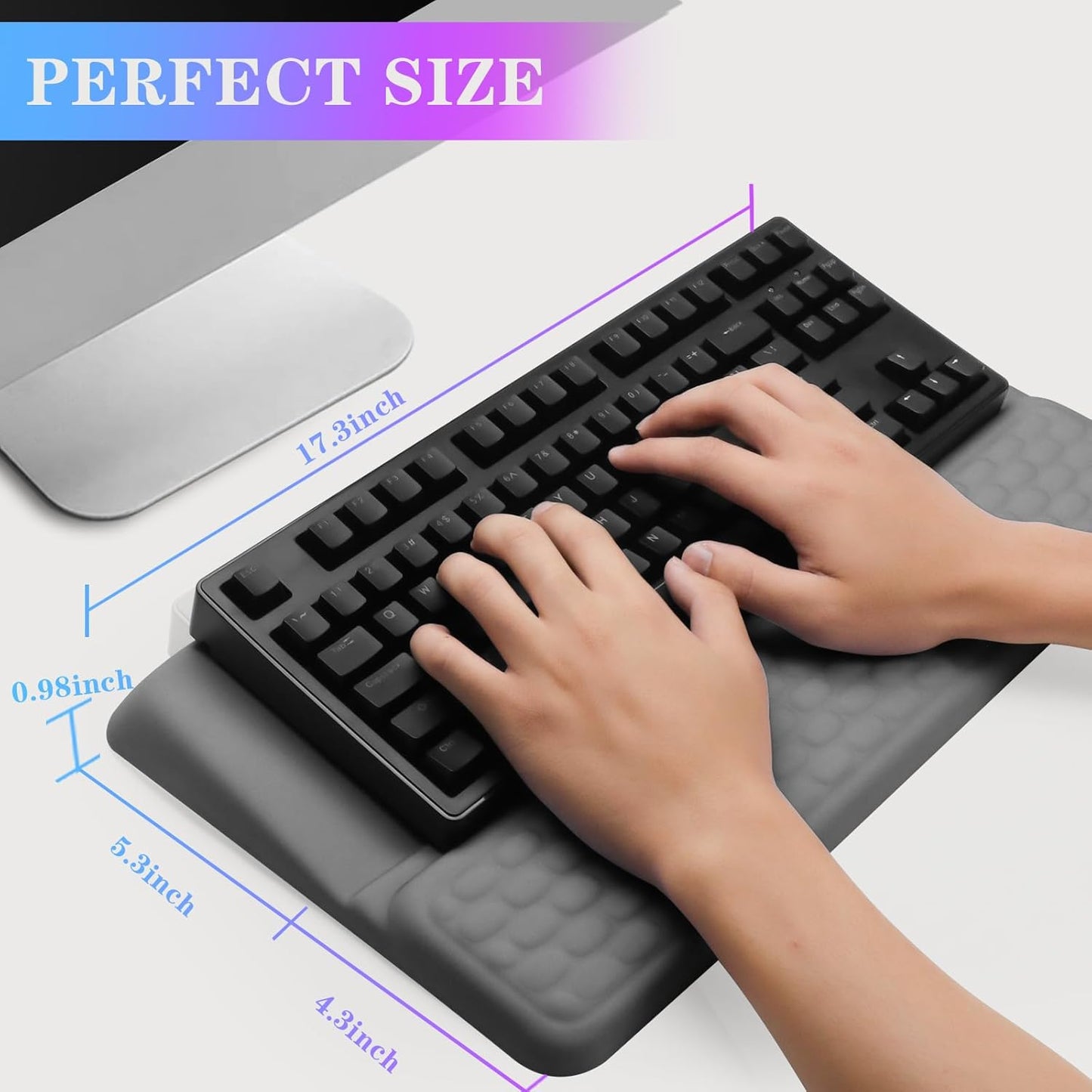 Computer Keyboard Stand with Wrist Rest, Ergonomic Tilted Keyboard Holder - Keyboard Riser with Wrist Pad - Keyboard Tray Support for Office Home - Black