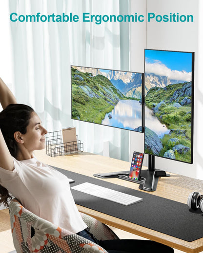 MOUNT PRO Single Monitor Stands Fits 13-32 inch/17.6 lbs Screen, Free-Standing Computer Monitor Mount for Desk, Display Standing with Adjustable Height/Tilt/Swivel/Rotation, VESA 75x75 100x100