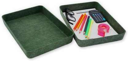 Welaxy 2-piece Office desk drawer organizer tray letter-size documents A4 paper book file Folder Holder storage bins (Orange + Green)