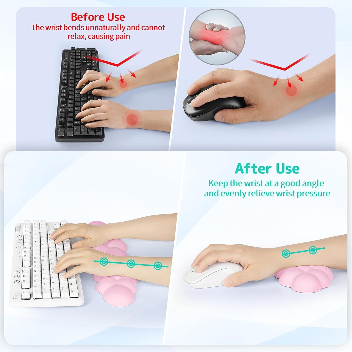 Sushret Cloud Wrist Rest Keyboard, Cloud Keyboard Wrist Pad Set with PU Leather Memory Foam, Cute Arm Rest for Palm Support, PC/Gaming Desk Accessories/Office Setup/Computer Hand Cushion - White