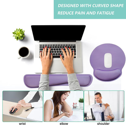 Keyboard Wrist Rest Pad Mouse Pad with Wrist Support Set of 3, Mousepad with Non-Slip Rubber Base, Ergonomic Memory Foam Mouse Wrist Cushion Support for Home Office Laptop Computer, Flower Black