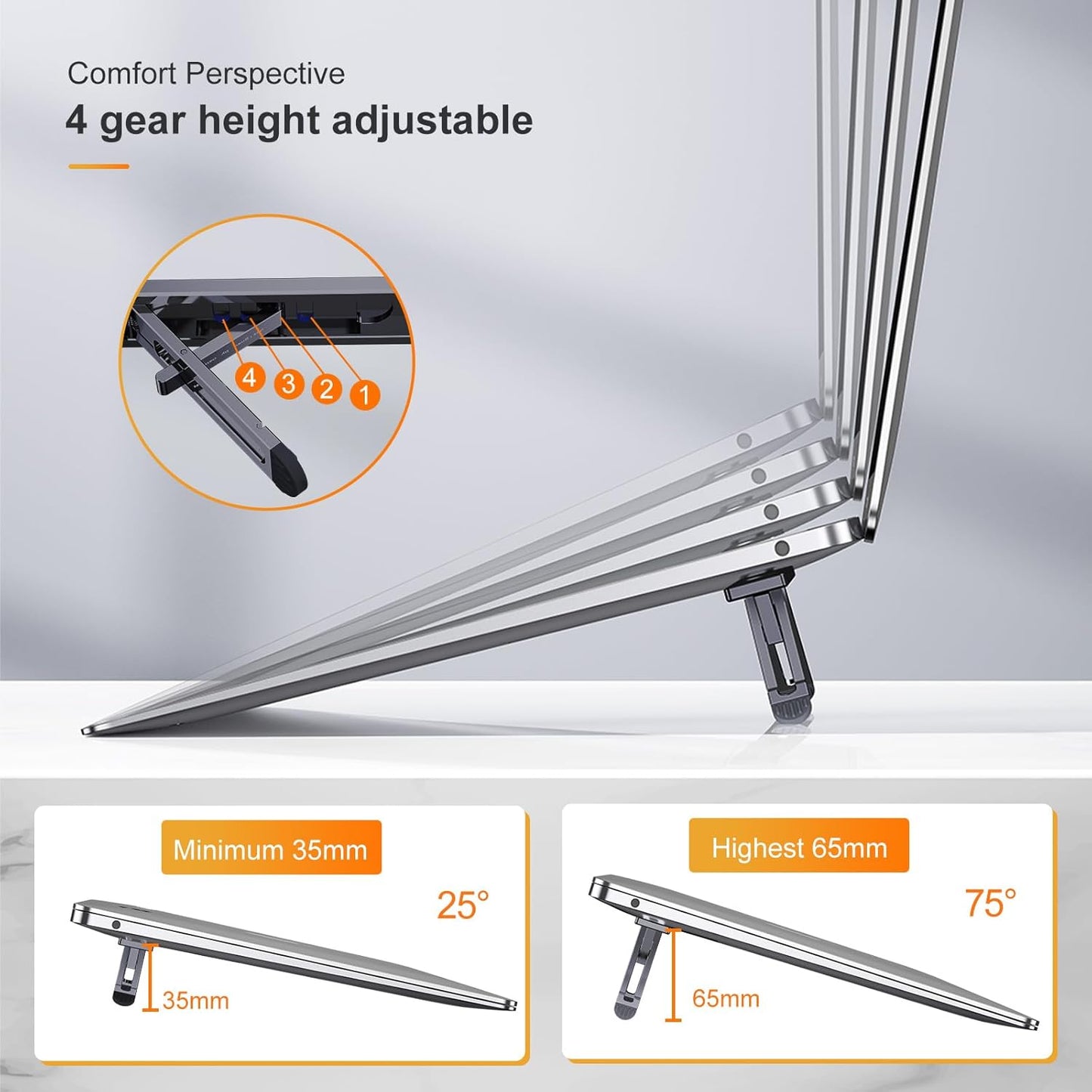 Laptop Stand for Desk,Laptop Cooling Stand,Keyboard Riser, Ergonomic Laptops Elevator for Desk, Laptop Riser Compatible with MacBook Air Pro, with Dell, with HP, More 10-15.6” Laptops