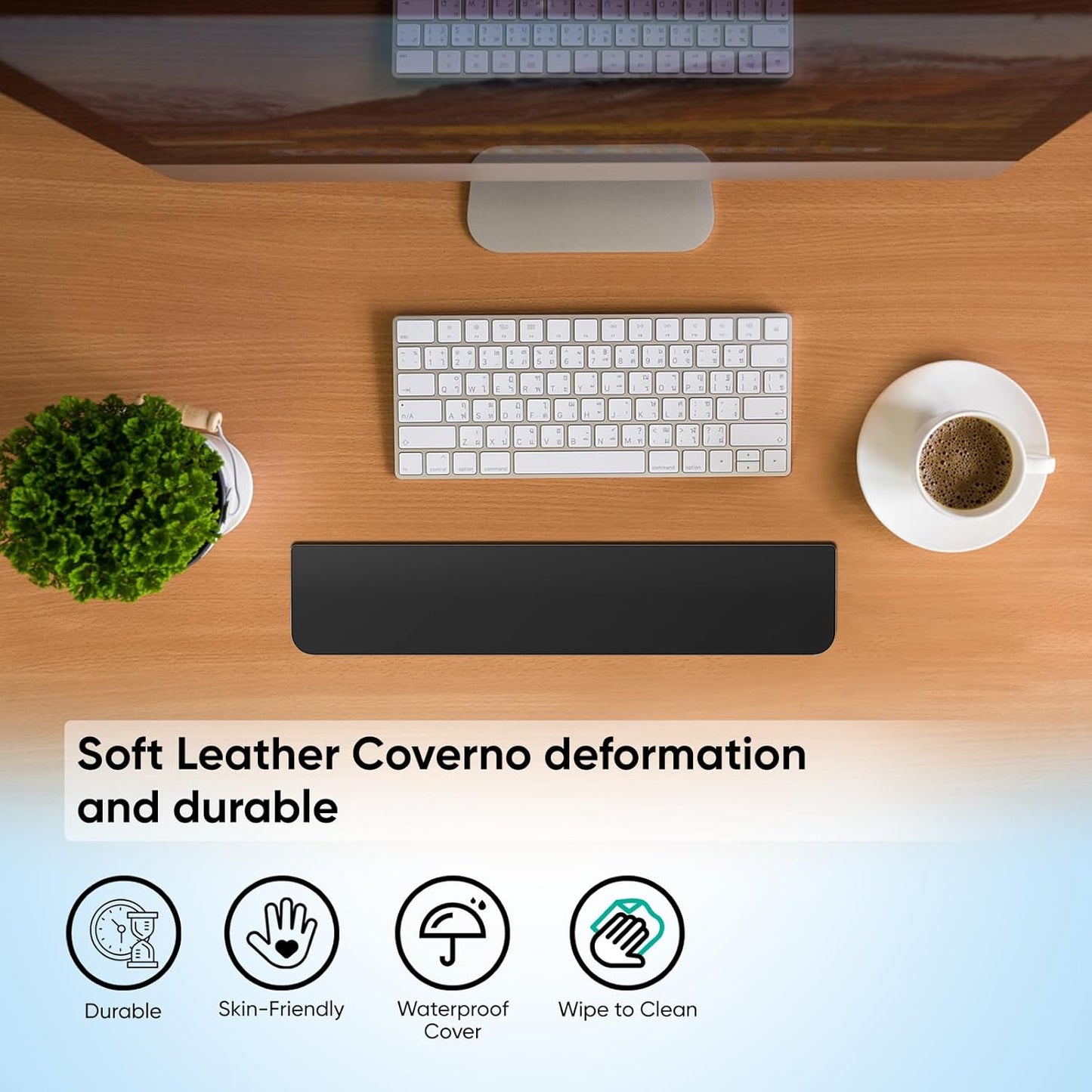 Keyboard Wrist Rest with Cleaning Kits,Palm Pad for Pain Relief, Wrist Support for Long Hours of Work, Gaming,Studying,Black 14.17'' Wrist Rest for 85% Mechanical Keyboard