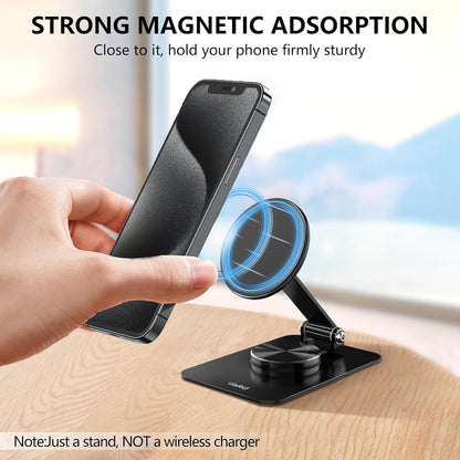 Magnetic Phone Stand Compatible with MagSafe for iphone16, Phone Stand for Desk with 360°Rotation Base, Adjustable Height to 6.1 inch, Compatible for MagSafe Case and iPhone 16/15/14/13/12