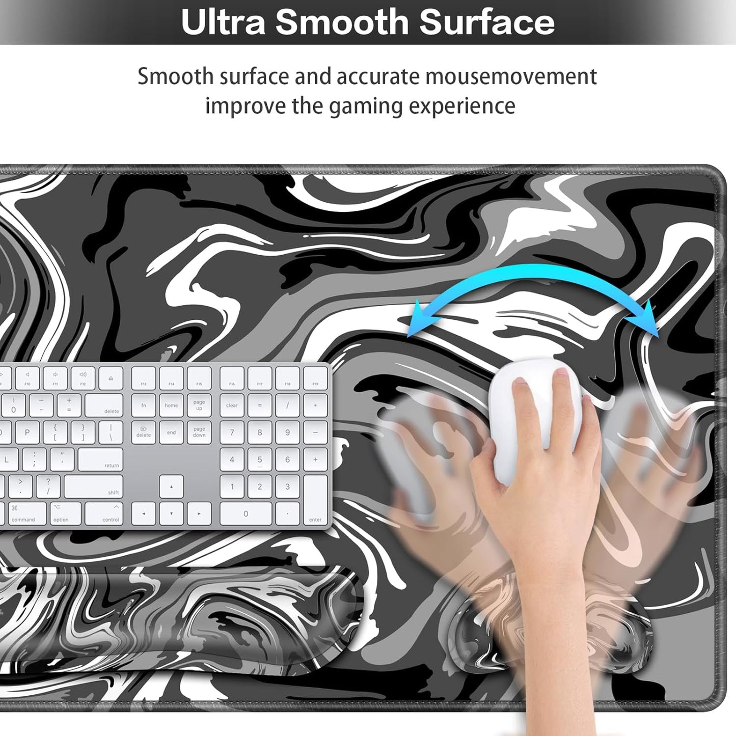 Desk Mat, Large Gaming Mouse Pad with Wrist Rest, 4in1 XXL Mousepad+Keyboard Wrist Rest+Mouse Pad Wrist Support+Cup Coaster Set Ergonomic Floral Computer Desk Arm Wrist for Decor Home Office Women