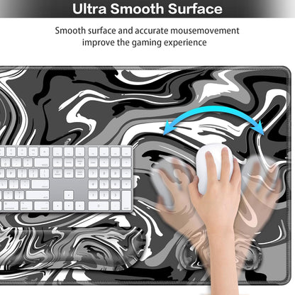 Desk Mat, Large Gaming Mouse Pad with Wrist Rest, 4in1 XXL Mousepad+Keyboard Wrist Rest+Mouse Pad Wrist Support+Cup Coaster Set Ergonomic Floral Computer Desk Arm Wrist for Decor Home Office Women