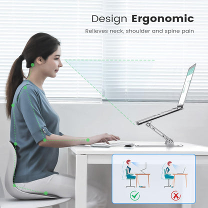 Adjustable Laptop Stand for Desk, Aluminum Portable Laptop Stand, Lightweight 500g, Foldable Ergonomic Computer Notebook stand Holder for 11-16" MacBook Air Pro, Dell XPS,HP Computer Notebook, Black