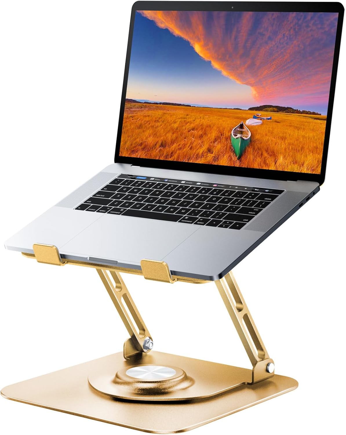 JOYEKY Laptop Stand for Desk, Adjustable Computer Stand with 360° Rotating Base, Ergonomic Laptop Riser for Collaborative Work, Foldable & Portable Laptop Stand, fits for All 10-16" Laptops (Grey)