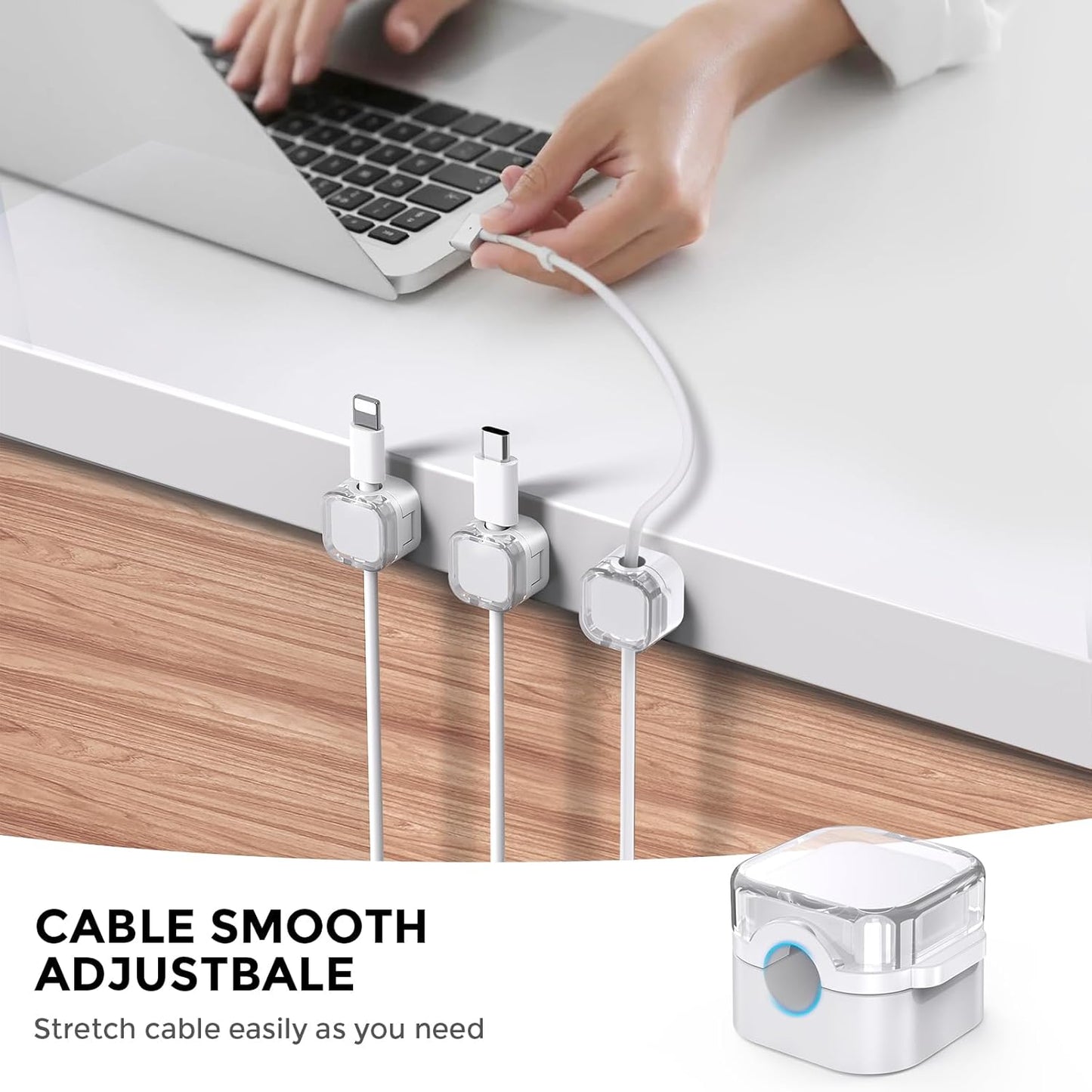 AhaStyle 6 Pack Magnetic Cable Organizer [1s Lock] Cord Holders Clips Strong Adhesive Cord Keeper [Smooth Adjustable] Hide Wire Cord Organizer for Nightstand Kitchen Car Office (Lavender)