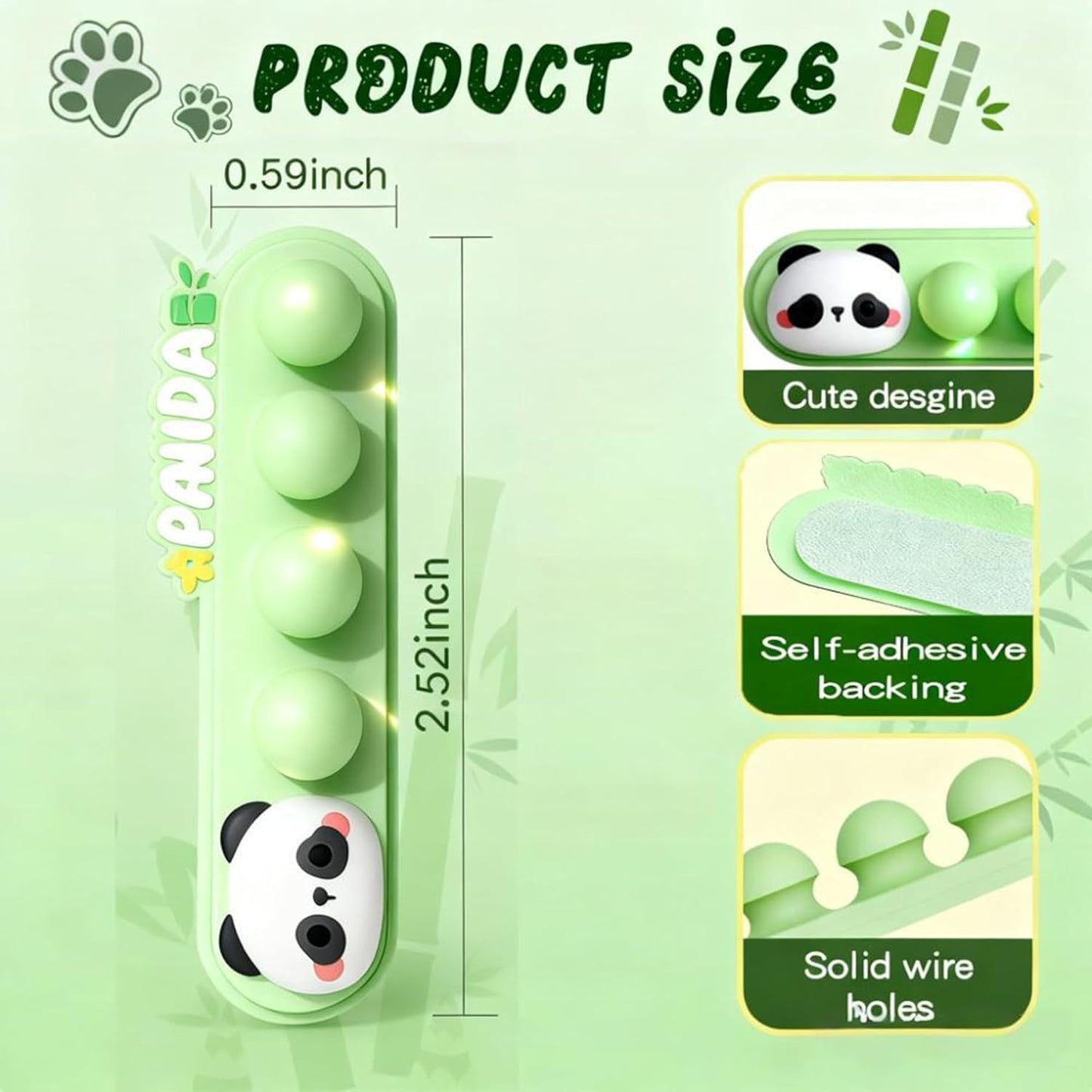 Panda Cable Organizer, Adorable Animal-Shaped Cable Clips, Desk Cable Management Cord Holder for Home and Office, Cute Wire Clips for Headphones, Chargers, USB Cables (4-Pack)