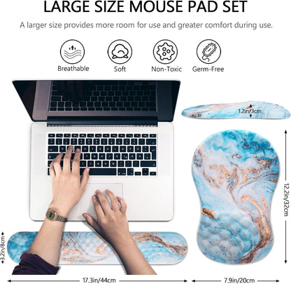 Mouse Pad Wrist Support, Laokiiy 2 in1 Keyboard Wrist Rest+ Ergonomic Mouse Pad, Non-Slip Wrist Rest for Computer Keyboard, Made Easy Typing & Relieve Wrist Pain（Banana Leaf Green）