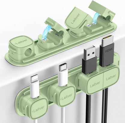 6 Pack Magnetic Cable Clips [1s Open/Lock], Laitver Cord Organizer Holder Strong Adhesive Desk Cable Management- Organize Charging Cords Neatly for Home, Office, Car,Desk, Nightstand