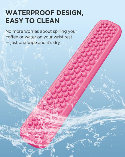 Lekvey Ergonomic Keyboard Wrist Rest - Memory Foam with Massage Points & Waterproof PU Leather Wrist Pad, Carpal Tunnel Support for Office Computer/Gaming, Typing Pain Relief, Easy-Clean（Rose Pink）