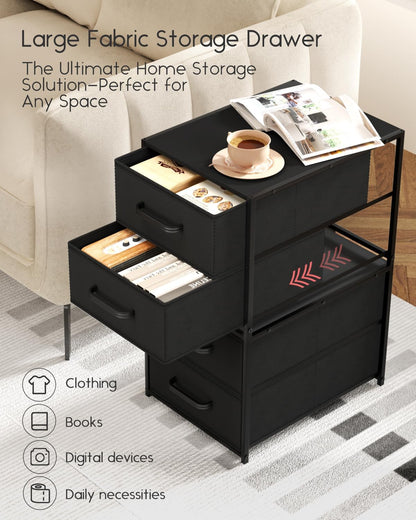 Homsorout Stackable Storage Drawers - 2 Tier Closet Organizer with Metal Handles and Metal Frame, Fabric Dresser with Collapsible Bins for Bedroom, Dorm, Office, White, 2 Pack