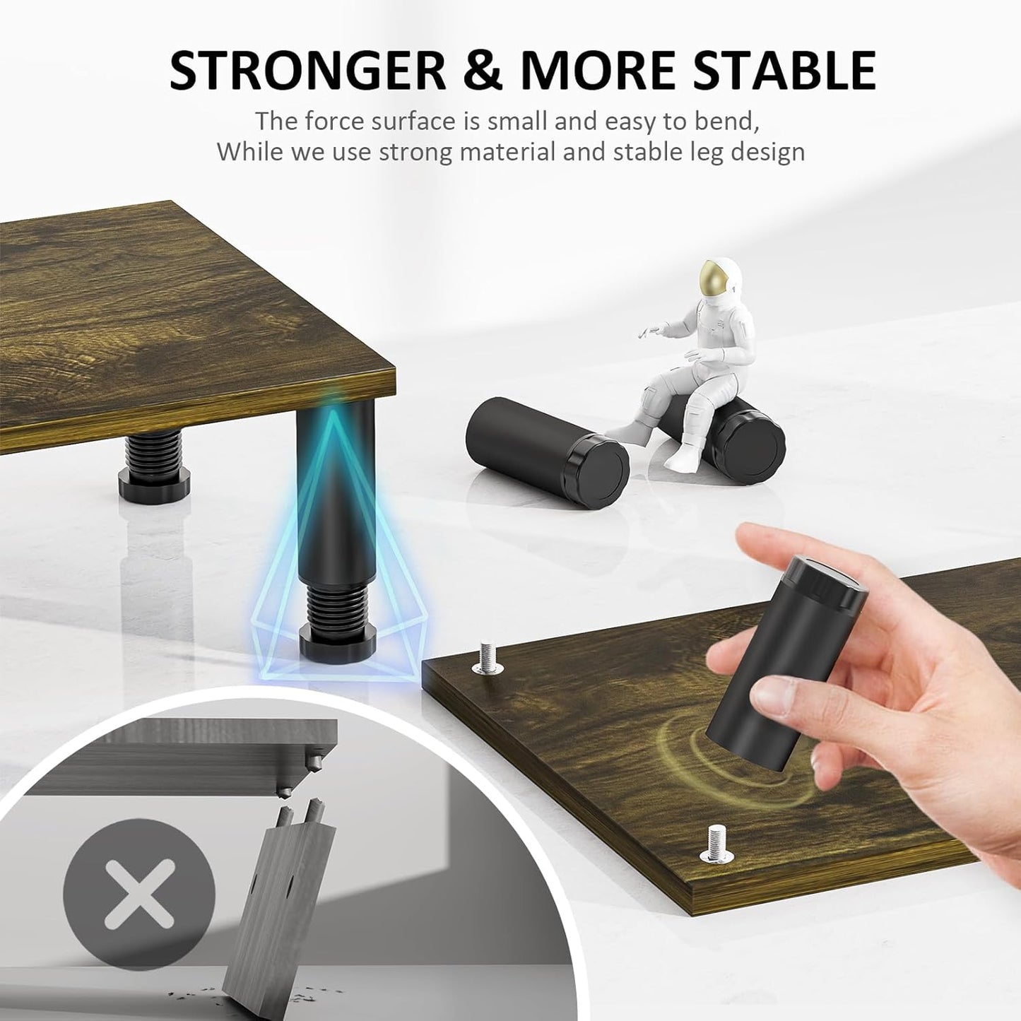 AX Waber Dual Monitor Riser - Adjustable Length & Angle, Wooden Stand for 2 Monitors with Storage