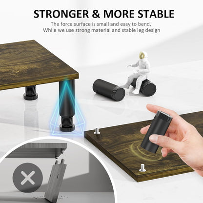 AX Waber Dual Monitor Riser - Adjustable Length & Angle, Wooden Stand for 2 Monitors with Storage