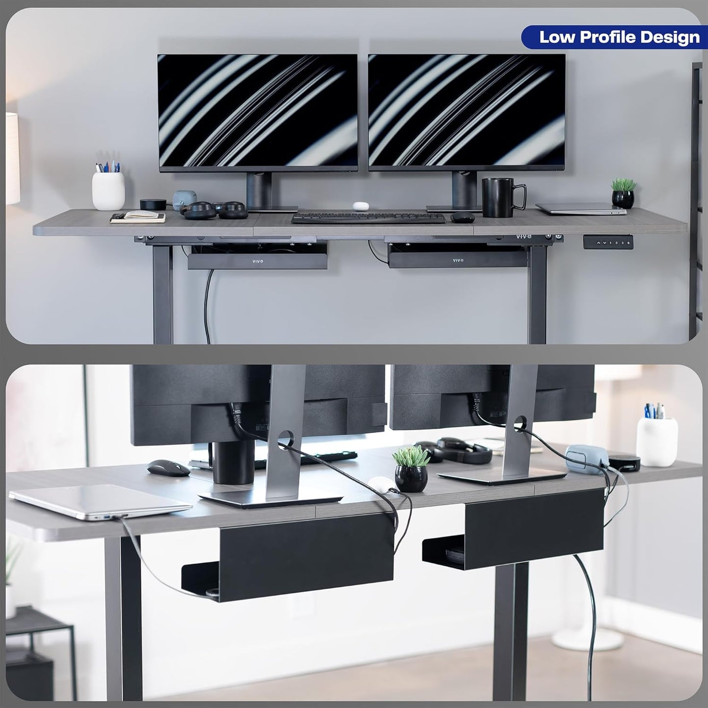 VIVO Under Desk 17 inch Cable Management Trays, Power Strip Holders, Cord Organizers, Wire Tamers for Office and Home, Black, 2 Pack, DESK-AC06-2C