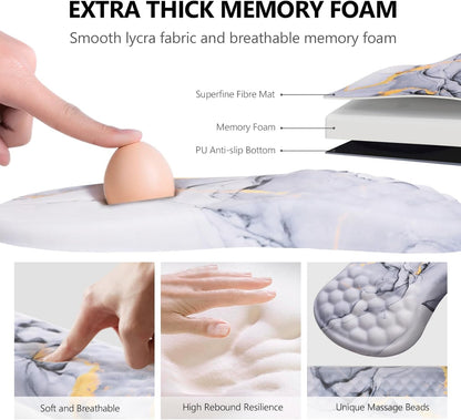 Mouse Pad Wrist Support, Laokiiy 2 in1 Keyboard Wrist Rest+ Ergonomic Mouse Pad, Non-Slip Wrist Rest for Computer Keyboard, Made Easy Typing & Relieve Wrist Pain（Banana Leaf Green）