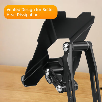 All-Metal Cell Phone Stand 360° Rotatable & Height Adjustable - 25KG Super Load-Bearing, Foldable Desk Stand for Phone, Compatible with iPhone 17/16/15/14, Nintendo Switch, Silver