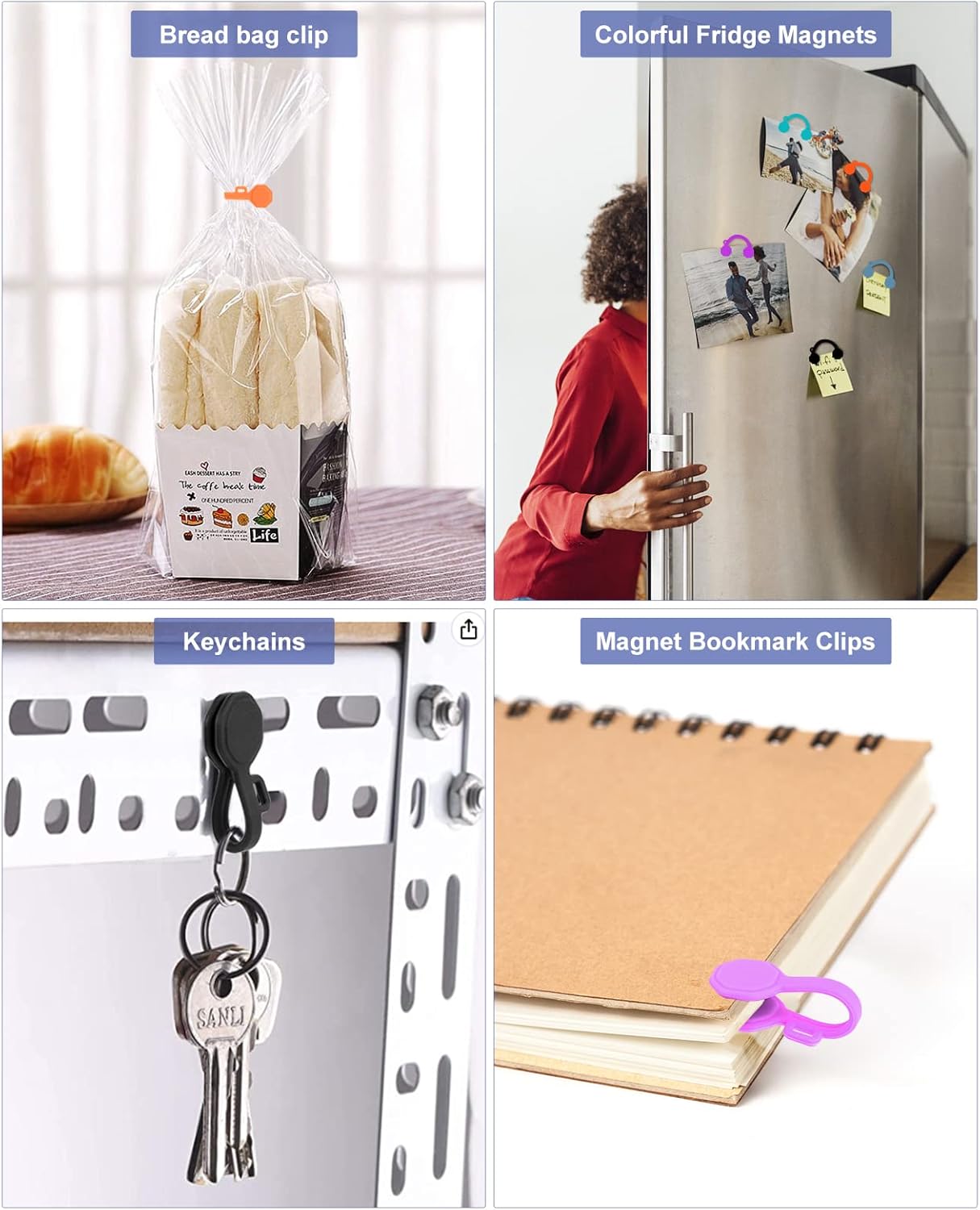 8PCS Silicone Magnetic Cable Ties & Clips, Cord Organizer [1S] Management Reusable Magnet Cable Organizer, Phone Cord Holder for Organizing, Bookmark Whiteboard Fridge Magnets etc