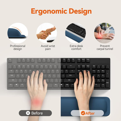 TECKNET Wrist Rest for Computer Keyboard, Thicken Memory Foam Wrist Support Pad for Keyboard, Ergonomic Palm Rest for Pain Relief, Anti-Slip Rubber Base, 17x3.3 in, 1 inch (25mm), Black