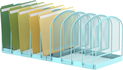 SUPEASY File Organizer for Desk, 5-Section Mesh Desk Organizer, Vertical File Holder Desktop Organizer File Sorter, File Folder Holder for Office Supplies, Black