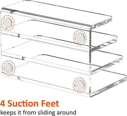 FUCDTEFC Desk Mail Organizer, 2 Section Clear Acrylic File Holder Letter Organizer, Vertical Lightweight Modern Envelope Holder Desk Accessories & Workspace Organizers for Office, Home, School