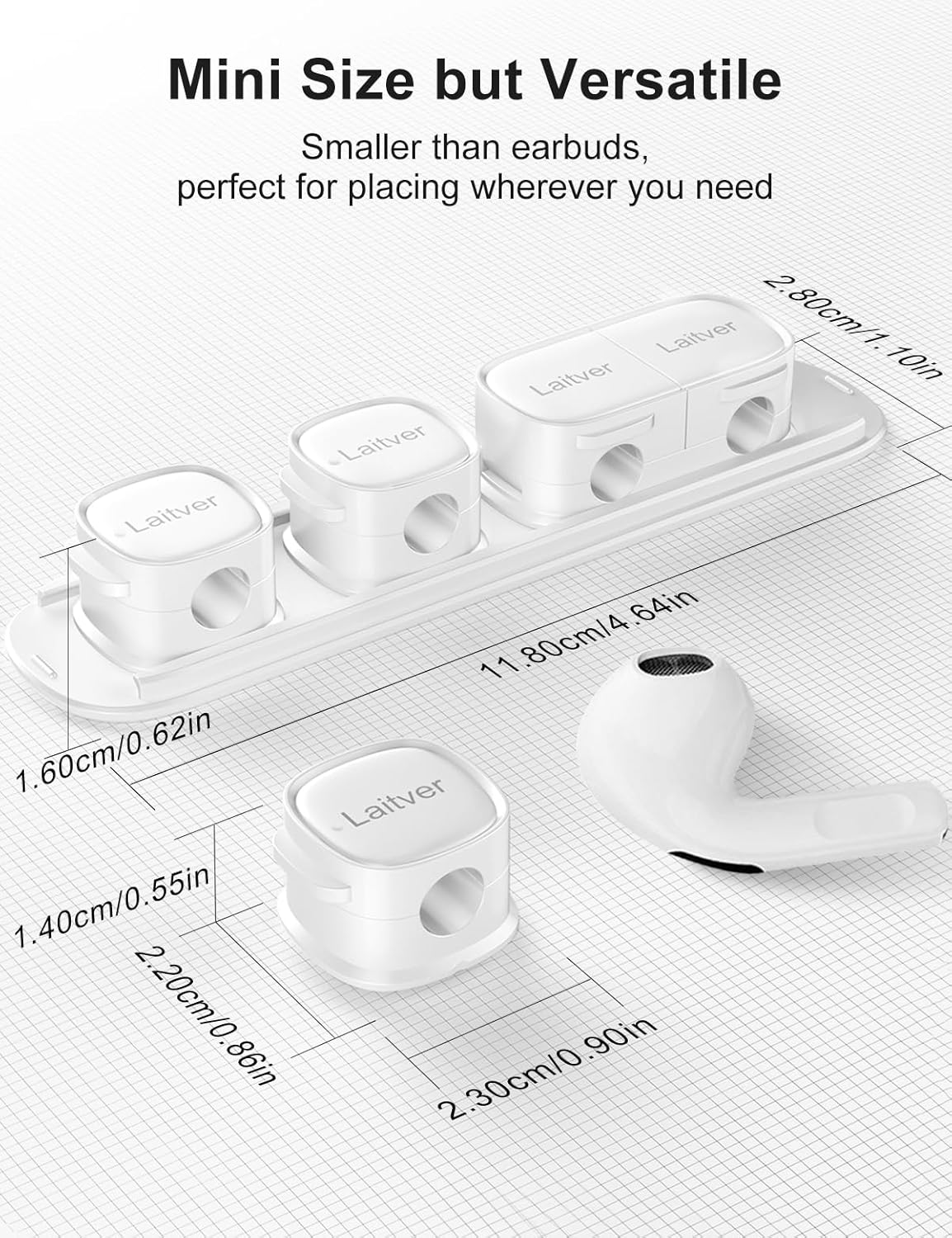 6 Pack Magnetic Cable Clips [1s Open/Lock], Laitver Cord Organizer Holder Strong Adhesive Desk Cable Management- Organize Charging Cords Neatly for Home, Office, Car,Desk, Nightstand