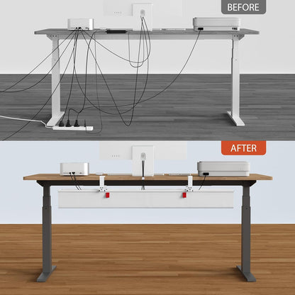 Univivi No Drill Under Desk Cable Management Tray, 36" Cord Organizer for Table, Clamp/Screw Mount Desk Cable Management, Premium Fabric Cable Management Tray for Office, Home
