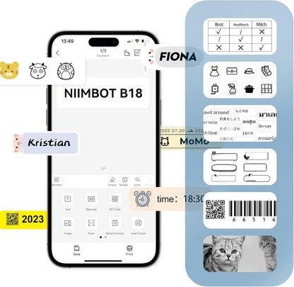 NIIMBOT Thermal Transfer Cable Labels 0.49" x 4.29", Only for N1(B18) Label Maker, PET Material, Waterproof and High-Temperature Resistance, Long Storage Time, 1 Roll of 60, Yellow