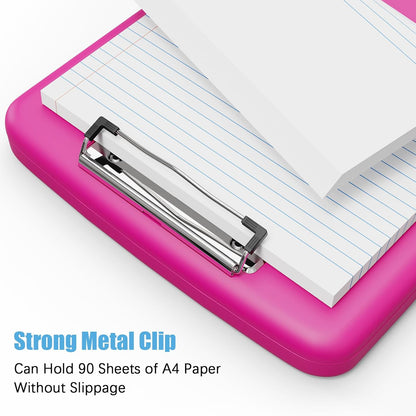 Hongri Clipboard with Storage with Pen Holder, Folder Nursing Clip Board 8.5 x 11 Foilo-Side Opening, High Capacity, Light Weight for Teachers, Classroom. Size 14 x 9.6 x 1.2 in(Pink)
