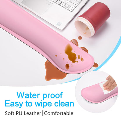Dapesuom Keyboard Wrist Rest Set, Cute PU Leather Wrist Cushion for Computer Keyboard and Mousepad, Memory Foam Mouse Pad Rests Support with Non-Slip Base for Typing Pain Relief Laptop, Colonial White
