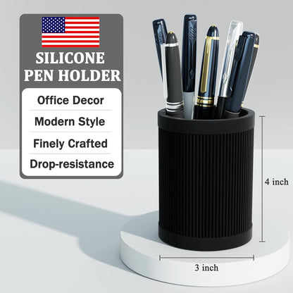 HighHerz Aesthetic Pen Holder For Desk, Modern Silicone Pencil Holder, Stylish Office Desk Decor, Made of 5 mm Thickened Premium Silicone, Office Desk Organizer And Accessories (White)