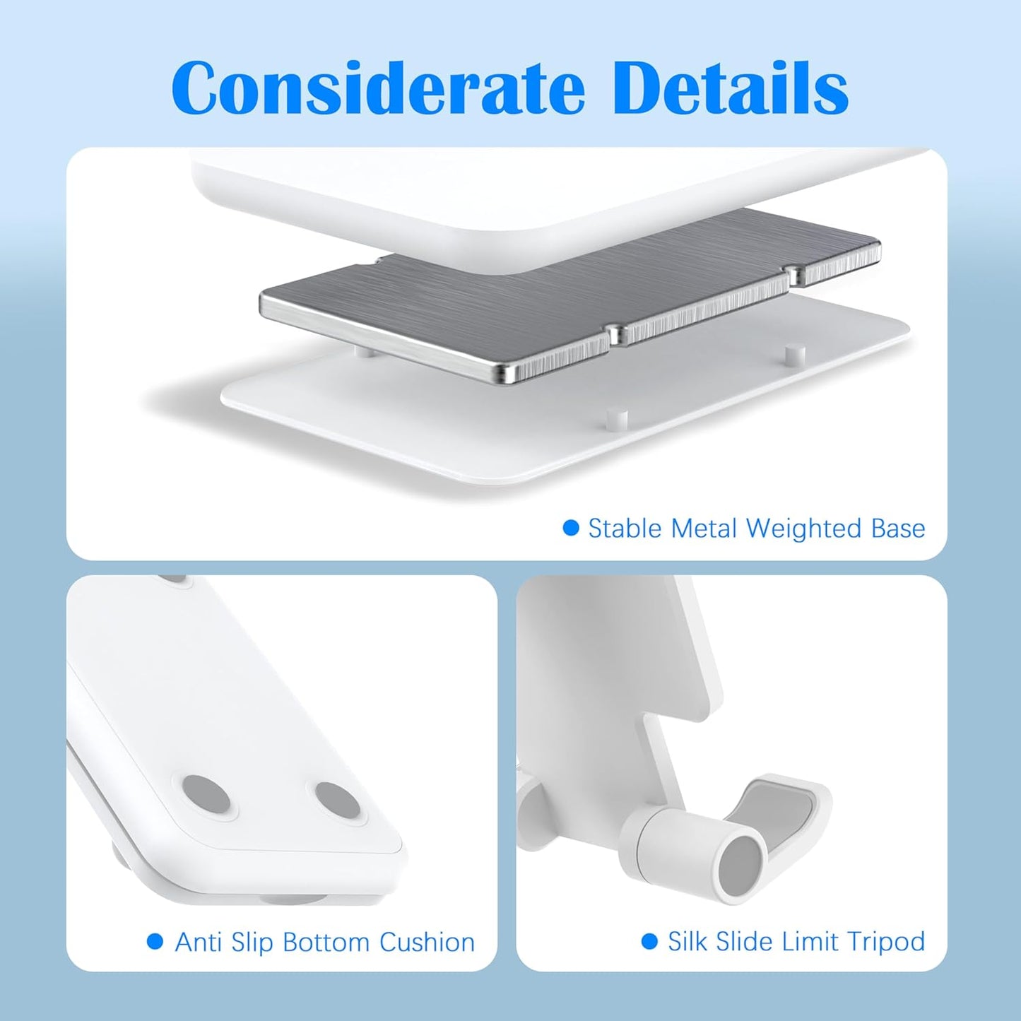 Cell Phone Stand, Adjustable Angle and Height Cell Phone Holder for Desk, Foldable and Portable, Anti-Slip Silicone Pad, Compatible with All Mobile Phones and 4-8 Inch Devices, Pink