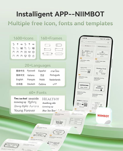 NIIMBOT B21 Pro Label Maker, 300DPI HD Label Printer, Ideal for Notes,Photos, Study Graphics, Memo Maker,50x30mm Label(Black)