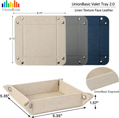 UnionBasic Medium Valet Tray, Jewelry Tray for Rings Watches Earrings, Entryway Catchall Caddy for Coins Keys Change, Nightstand Bedside Valet Holder, Trays for Electronic Gadgets, Candy Pink Plus - Colors A
