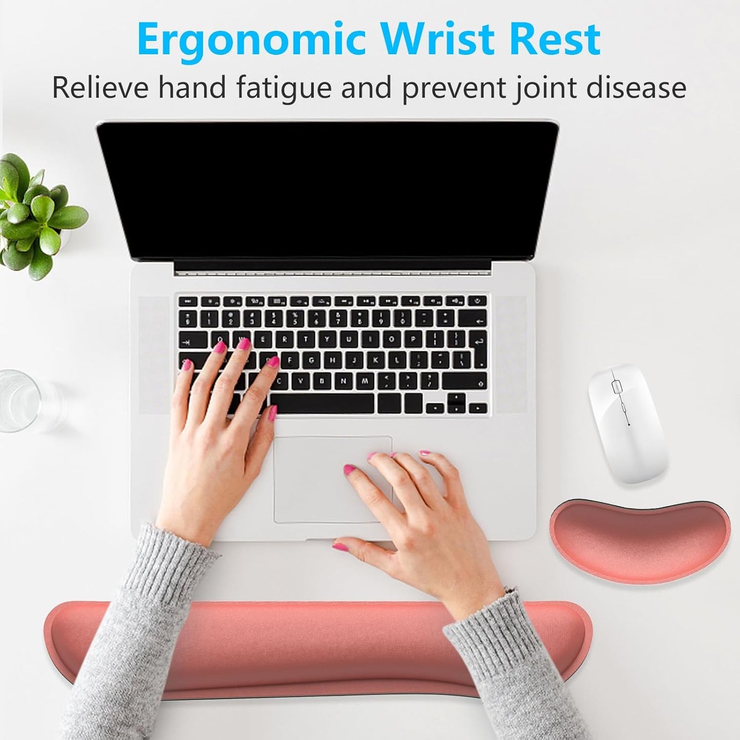 Dapesuom Enlarge Keyboard Wrist Rest, Cute Memory Foam Keyboard Wrist Cushion for Computer Desk Mats Support, Typing Pain Relief Ergonomic Mouse Pad Rests with Non-Slip Base for Gaming, Laptop, Purple