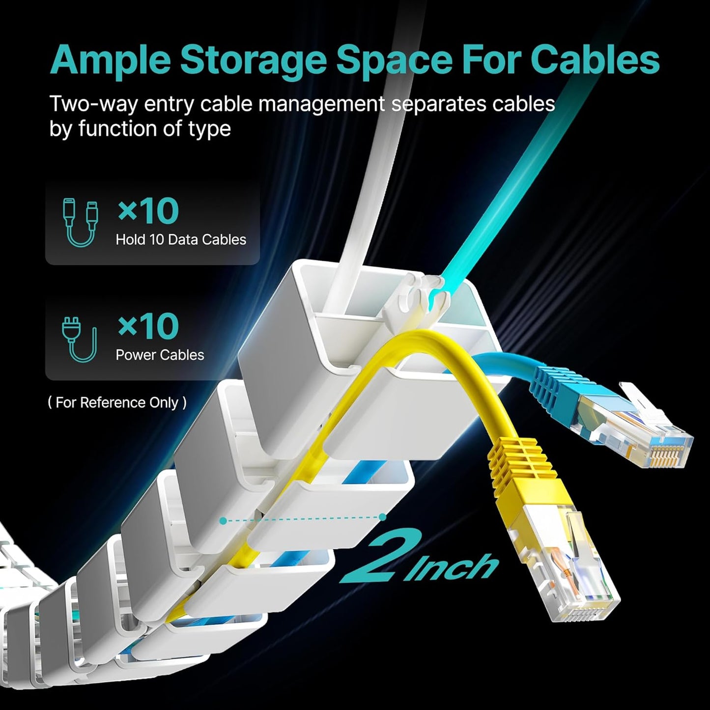 PEGZONE Under Desk Cable Management Spine – Flexible Cable Snake Organizer for Standing Desk, Tool-Free Magnetic Vertebrae Wire Management for 0.4"-2" Table, White