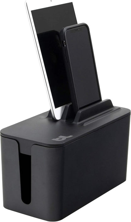 Bluelounge CableBox Mini Cable Management with Small Surge Protector, Black (CBM-BL)