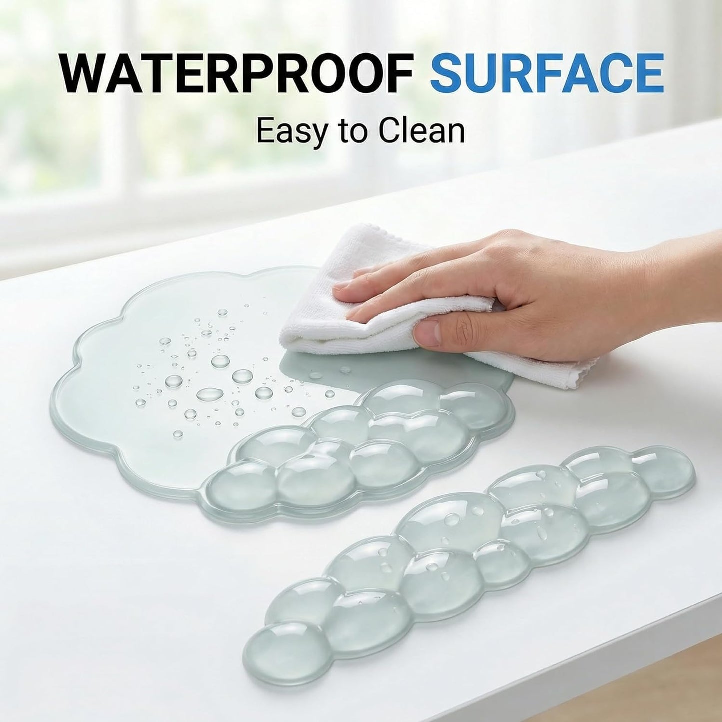 Ergonomic Cloud-Shaped Keyboard Wrist Rest & Non-Slip Mouse Pad Set, Soft Gel Support, Easy-to-Clean, Durable, Ideal for Long Work & Study Hours